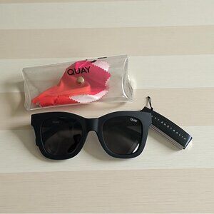QUAY Women's Black Oversized Sunnies Sunglasses w/ Case NEW NWT